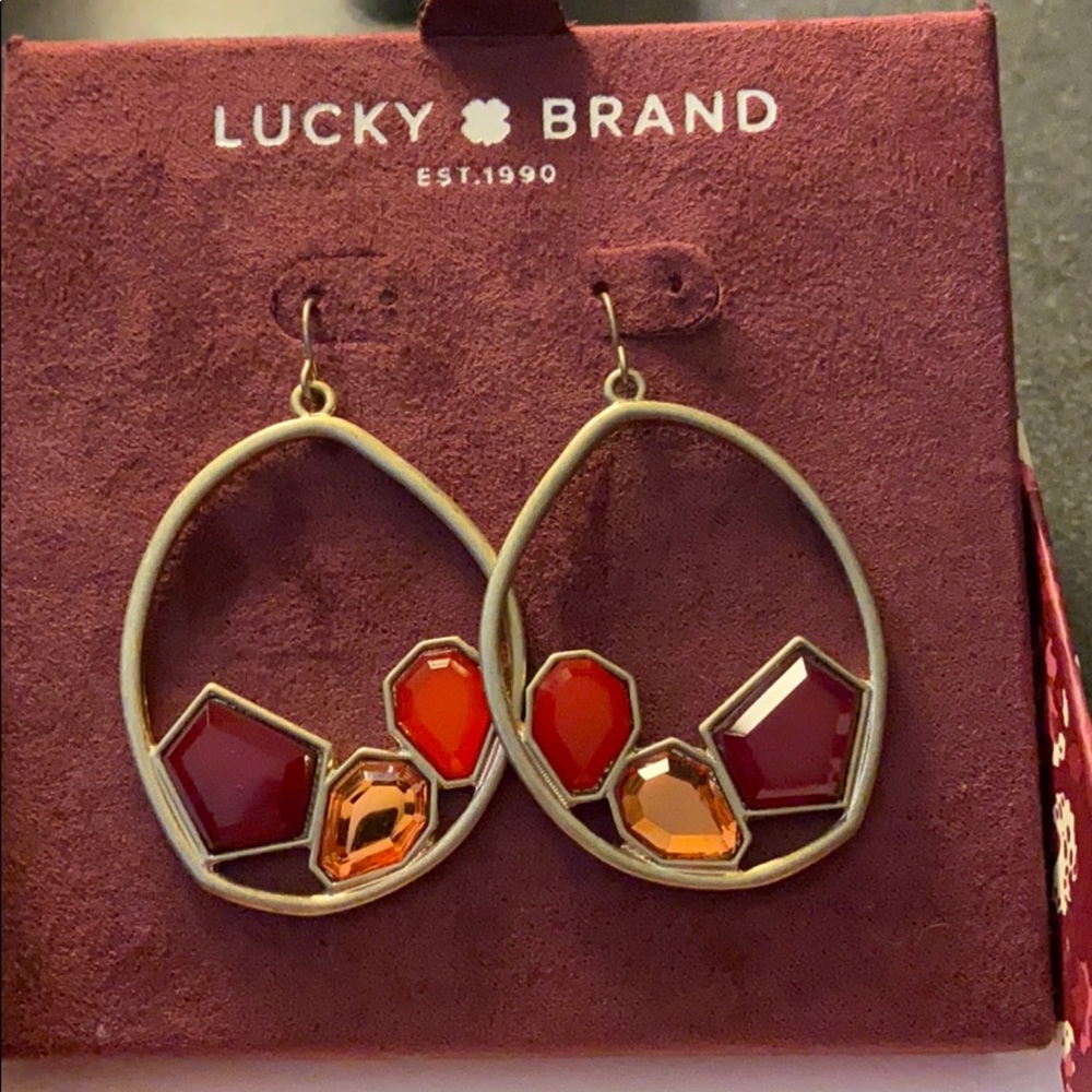 NEW Lucky Brand multi stone hoop earrings - Picture 1 of 9